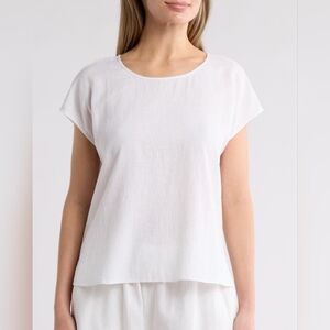 NWT CASLON Easy Linen Blend Popover Top, Size XS